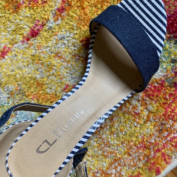 CL by Laundry denim/white stripe sandals - Picture 2 of 5